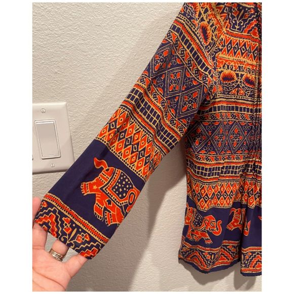 VANESSA VIRGINIA Mahdia Boho Peasant Elephant Print Blouse - Picture 5 of 6